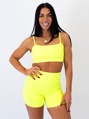 FLEO Neon Green Bandeau Sports Bra - Light Support
